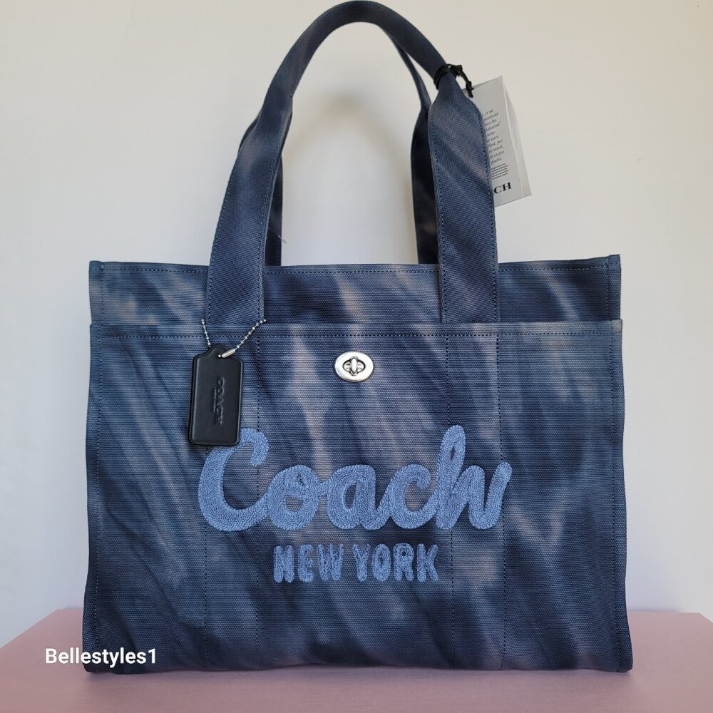 COACH Tie Dye Cargo 42 Canvas Large Tote -Midnight Navy color ⭐ - Picture 5 of 16